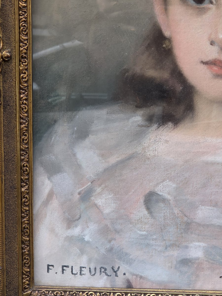 Fanny Laurent Fleury (1848-1920/40) - Pastel sur papier - Portrait d'une jeune fille -photo-3