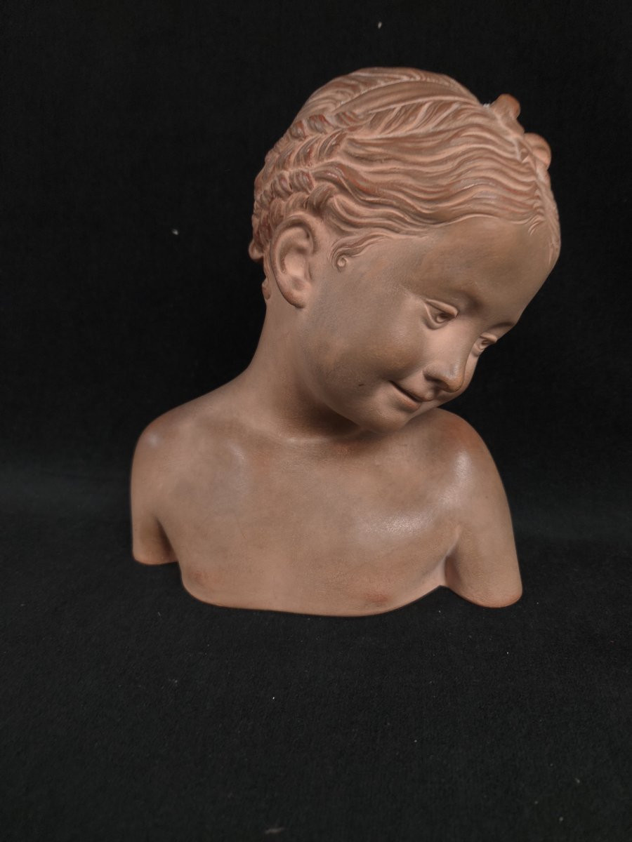 Buste en terre cuite - La Florentine - d'après Pigalle (XXe siècle)-photo-2
