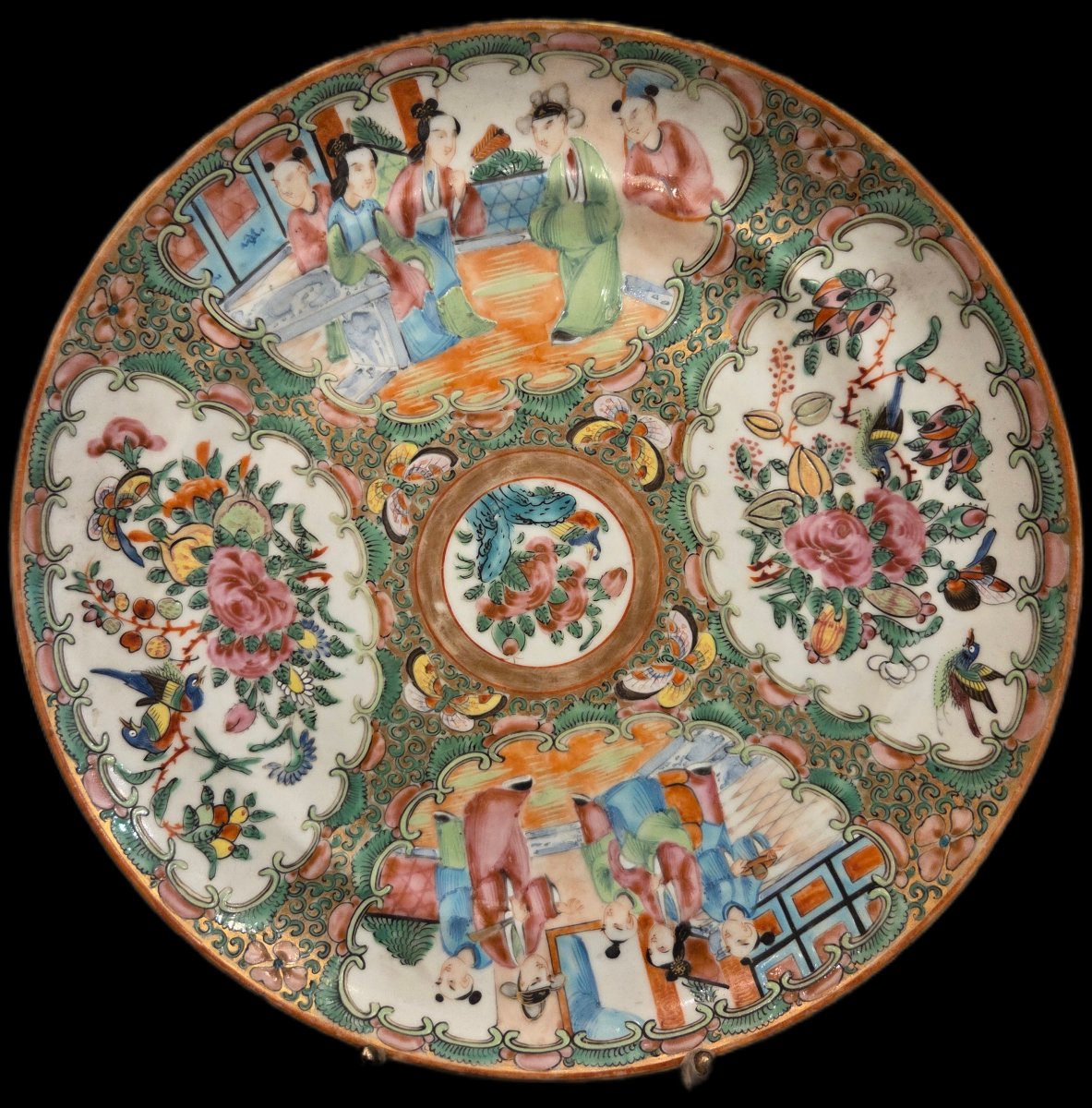Canton Porcelain Plate - Famille Rose (19th Century)-photo-2