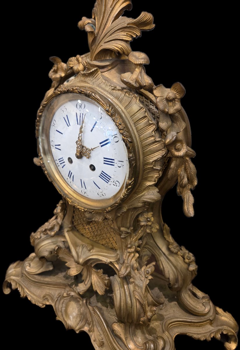 Rococo Clock In Gilt Bronze - Louis XV Style-photo-3