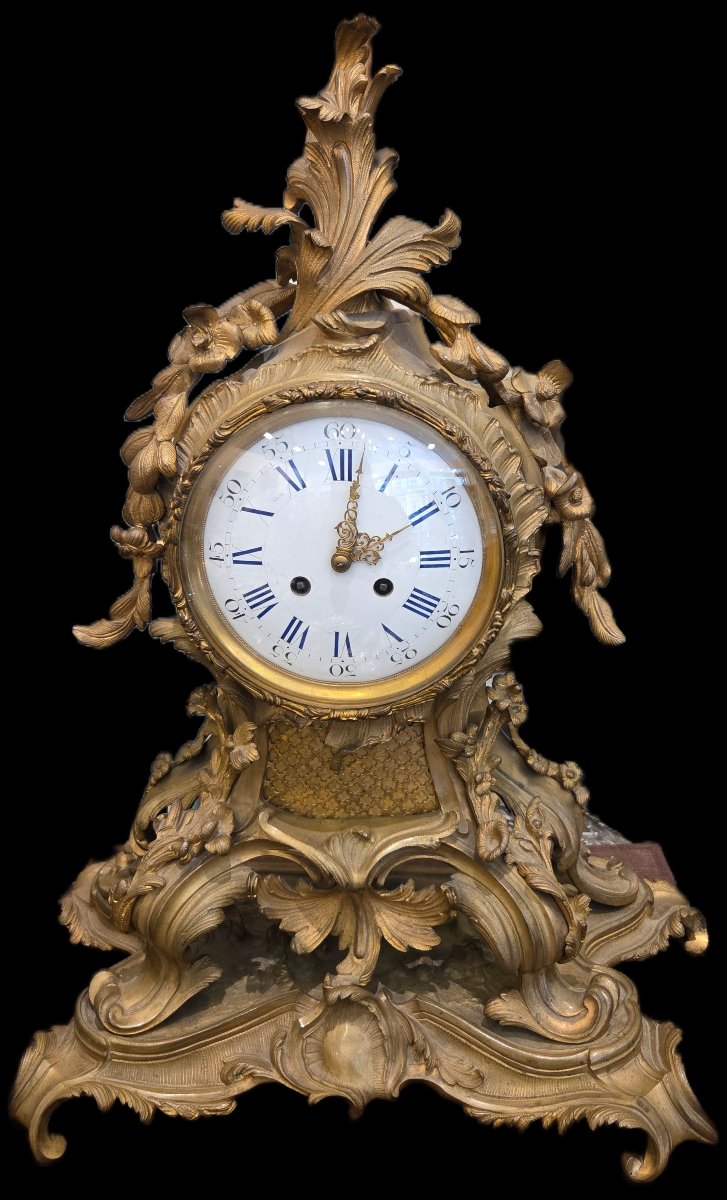 Rococo Clock In Gilt Bronze - Louis XV Style-photo-4