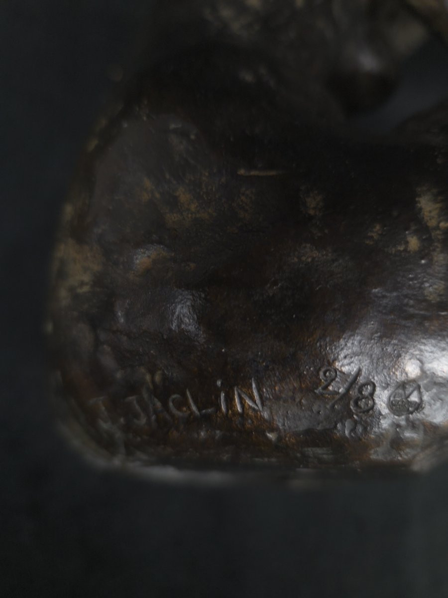 Josée Jaclin (1947) - Bronze - Femme Assise Au Chapeau-photo-3