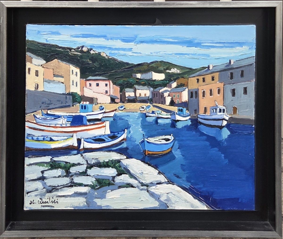 Jean‑Claude Quilici (1941) - Huile sur toile - Le Port de Centuri - Corse-photo-2
