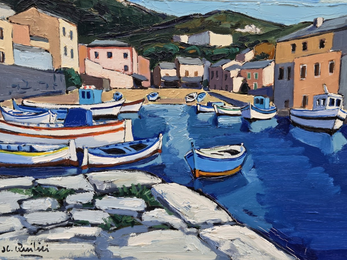Jean‑Claude Quilici (1941) - Huile sur toile - Le Port de Centuri - Corse