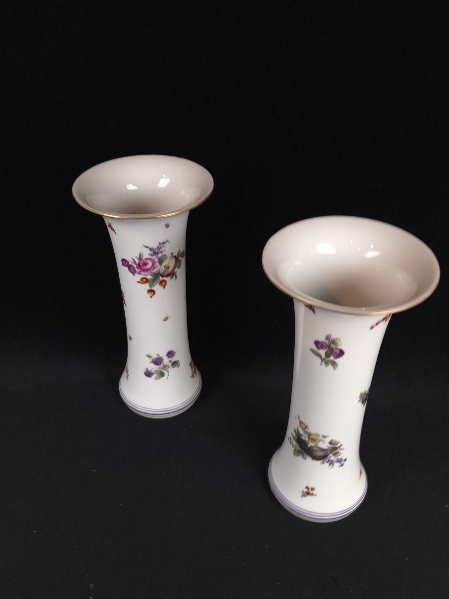 Paire de vases en porcelaine (XXe siècle)-photo-3