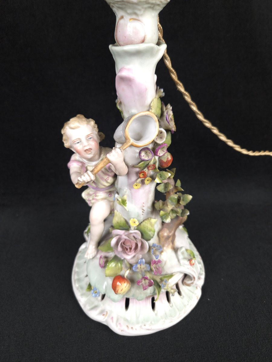 Pied de lampe en porcelaine - Thuringe (XIXe siècle)-photo-2