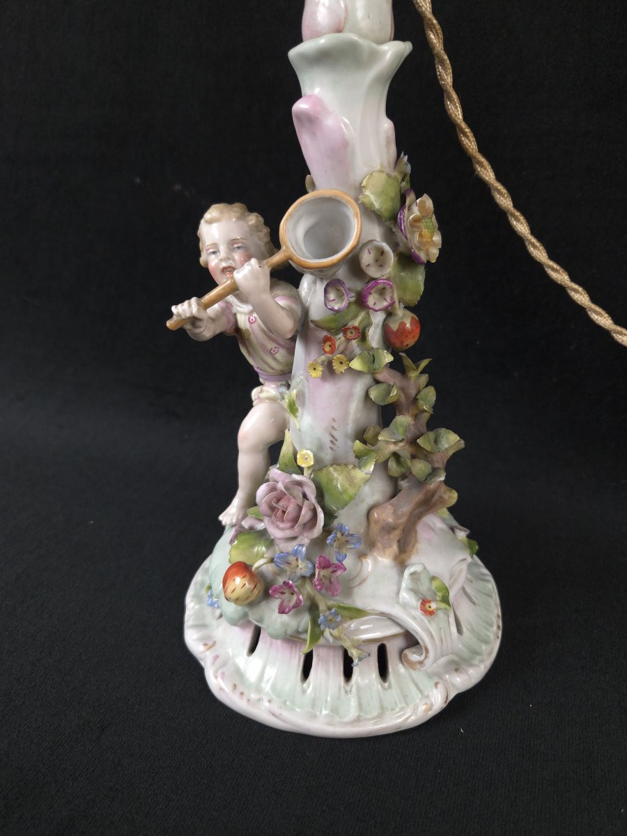 Pied de lampe en porcelaine - Thuringe (XIXe siècle)-photo-3