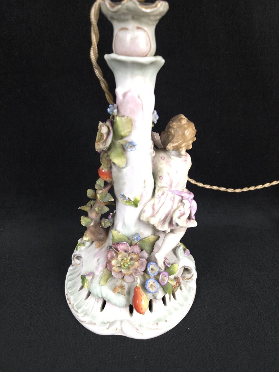 Pied de lampe en porcelaine - Thuringe (XIXe siècle)-photo-4