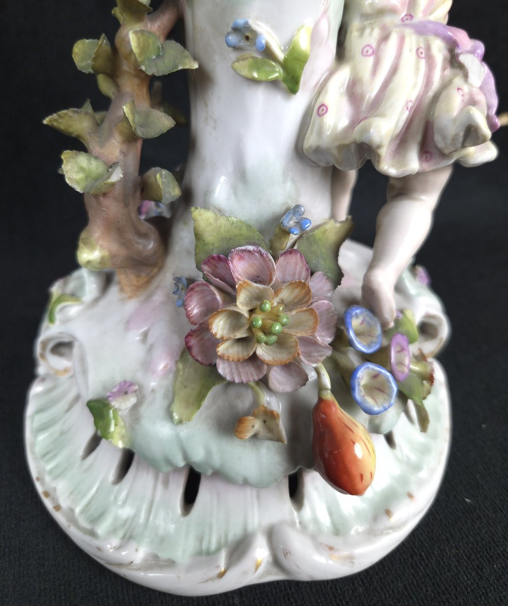 Pied de lampe en porcelaine - Thuringe (XIXe siècle)-photo-1