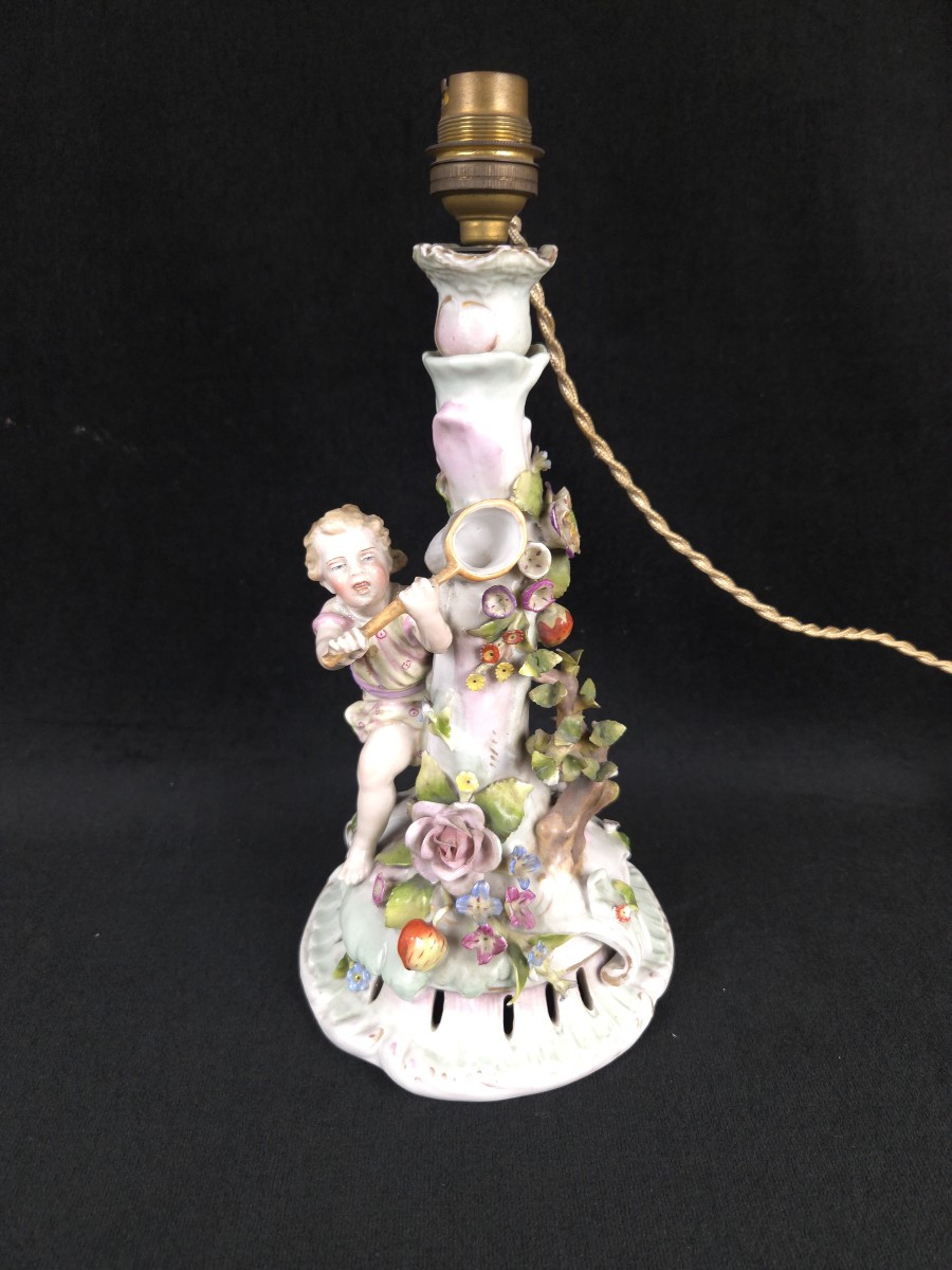 Pied de lampe en porcelaine - Thuringe (XIXe siècle)