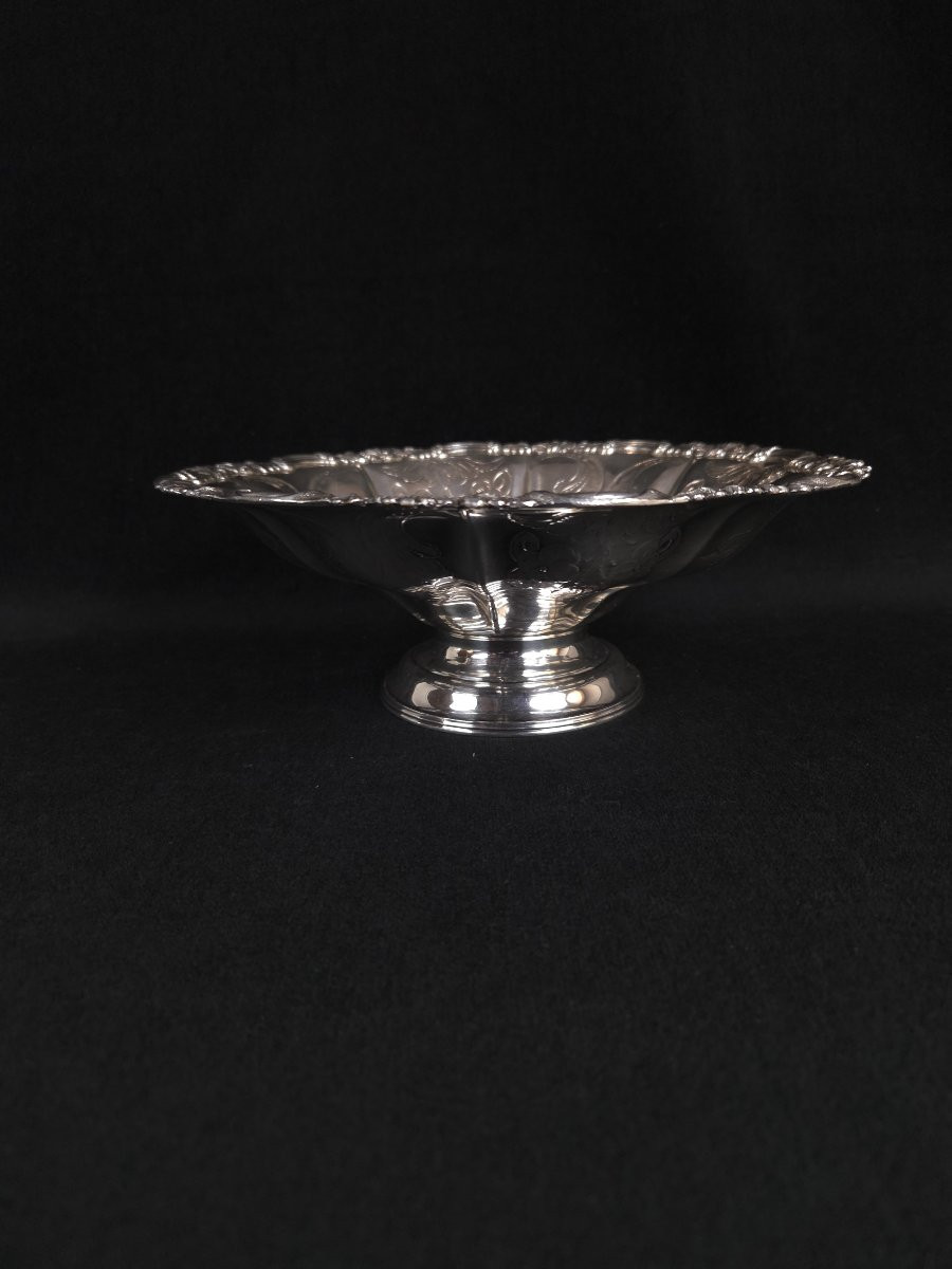 Silver-plated Metal Fruit Bowl On A Stand - Rococo Style (19th Century)-photo-2