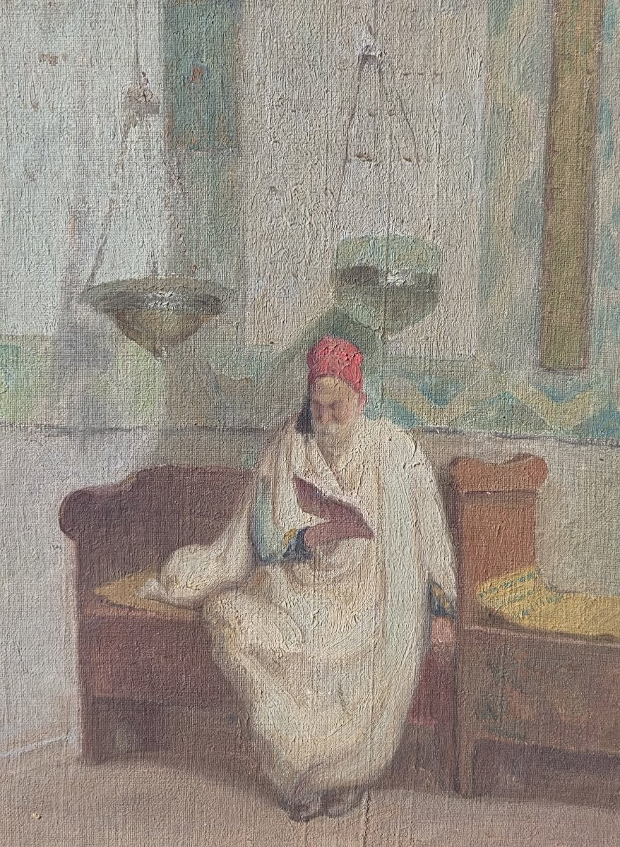 Maurice Bismouth (1891-1965) - Huile sur toile - Le rabbin à la prière-photo-3