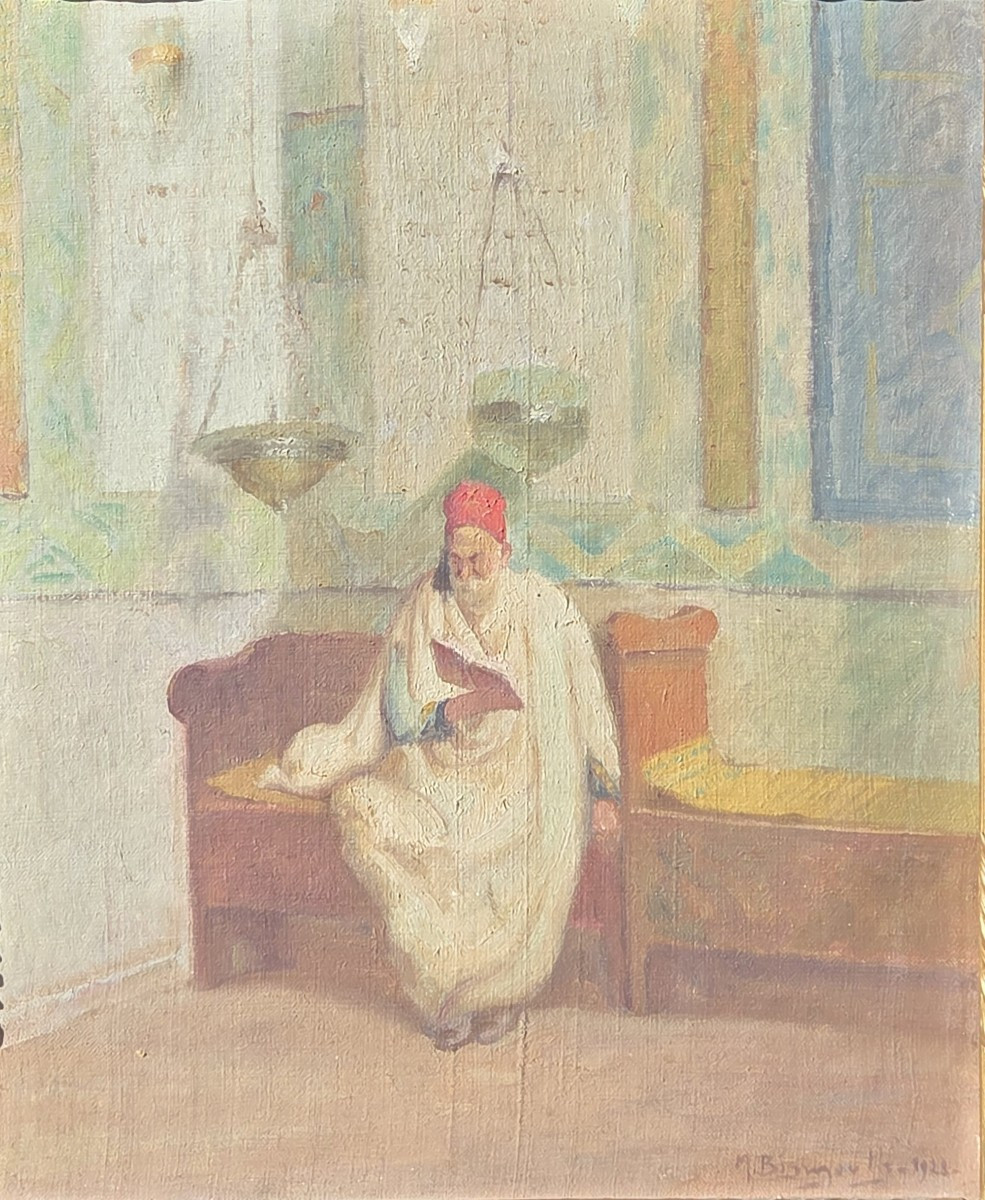 Maurice Bismouth (1891-1965) - Huile sur toile - Le rabbin à la prière
