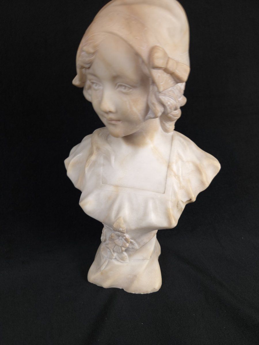 Alabaster Bust Of A Young Girl - Circa 1900-photo-1