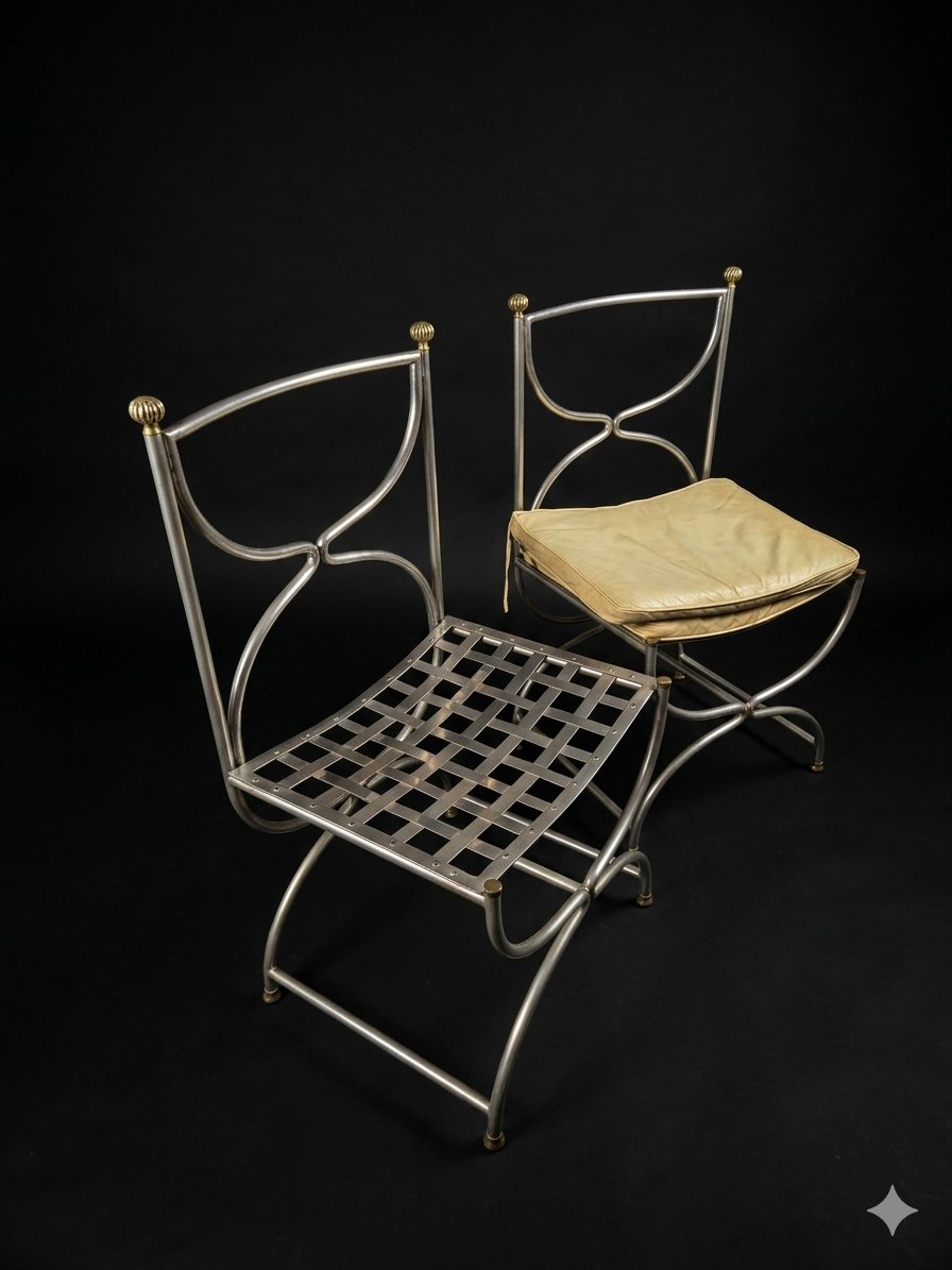 Maison Jansen - Suite de six chaises Curule - années 1970-photo-2