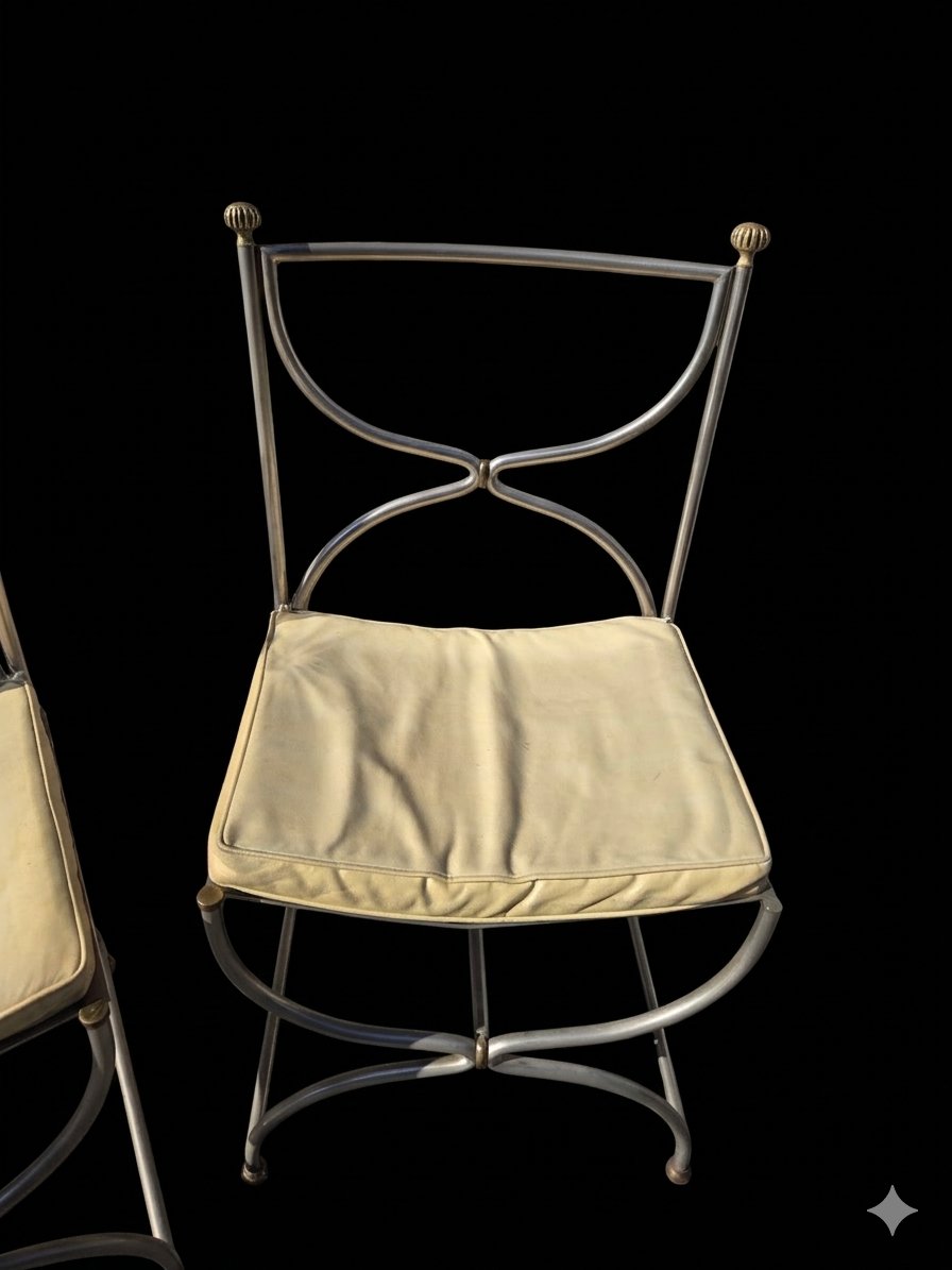 Maison Jansen - Suite de six chaises Curule - années 1970-photo-3