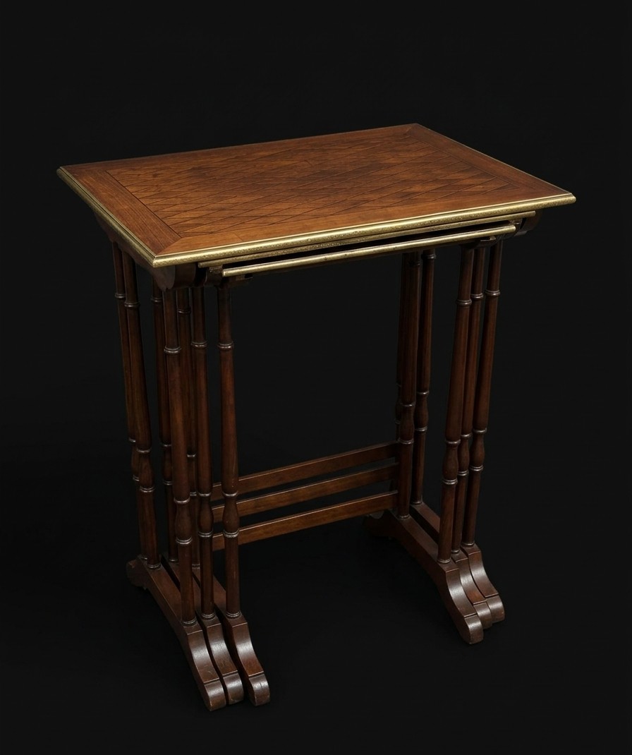 Nesting Tables In Marquetry Wood - Louis XVI Style (20th Century)