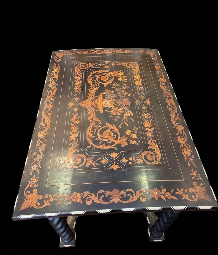 Dutch Marquetry Table (19th Century)-photo-2