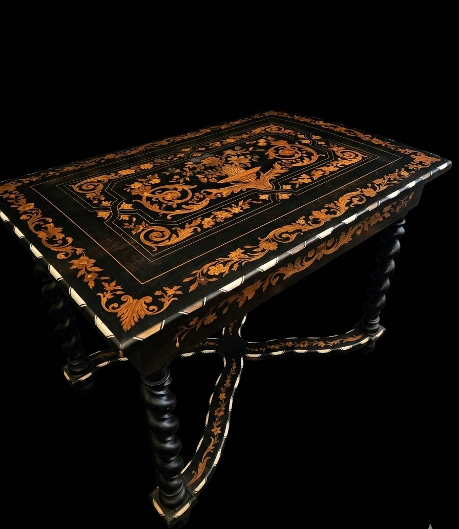 Dutch Marquetry Table (19th Century)-photo-3