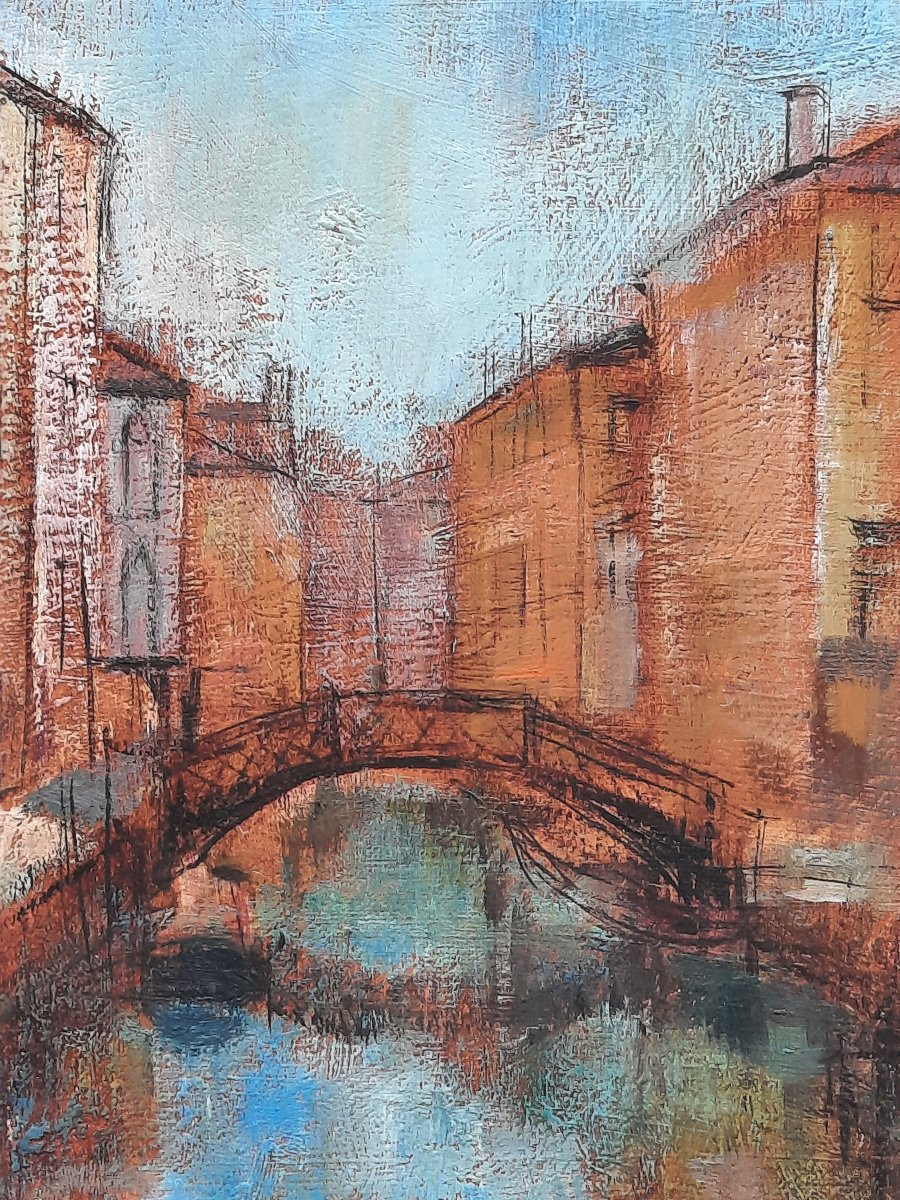 Michel Bezzina - Oil On Canvas - The Light Of The Canal In Venice-photo-4