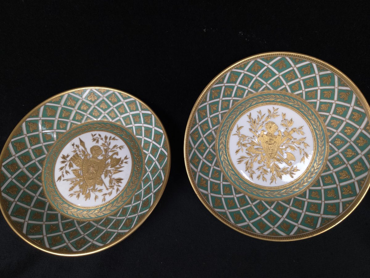 Paire de tasses en leurs soucoupes en porcelaine - Napoléon Ier et Joséphine (XIXe siècle) -photo-6