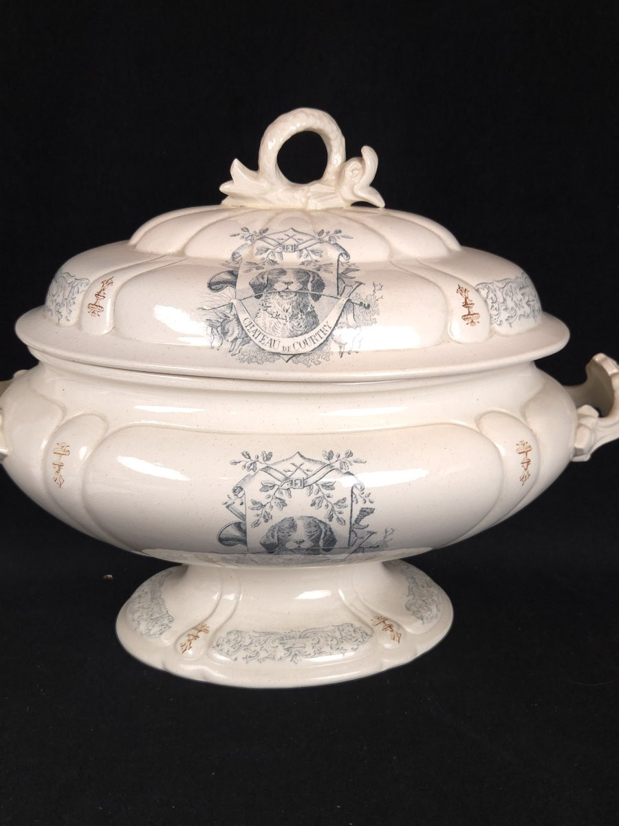 Soupière en faïence - service du Château de Courtry (XIXe siècle)-photo-2