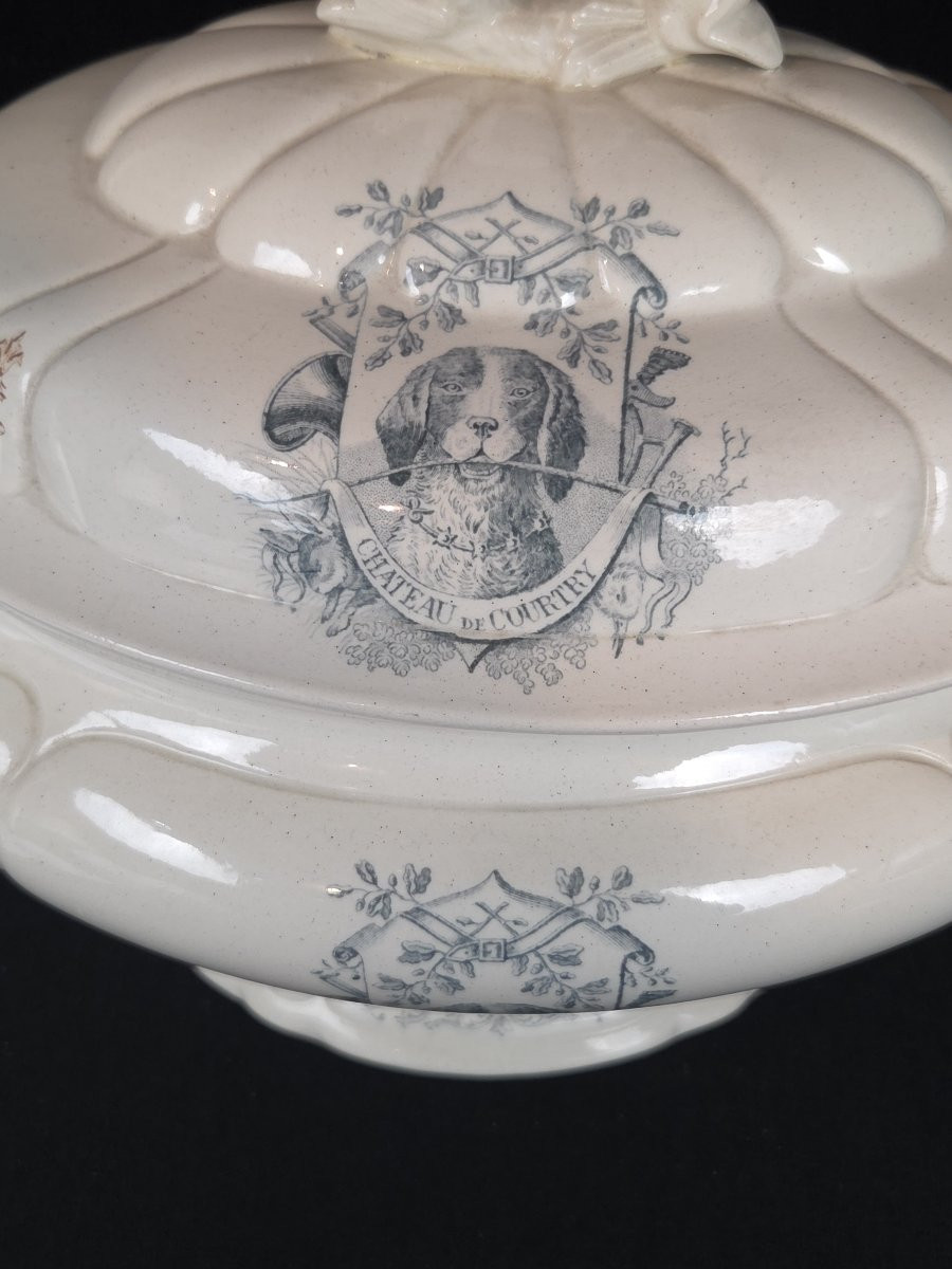 Soupière en faïence - service du Château de Courtry (XIXe siècle)-photo-3