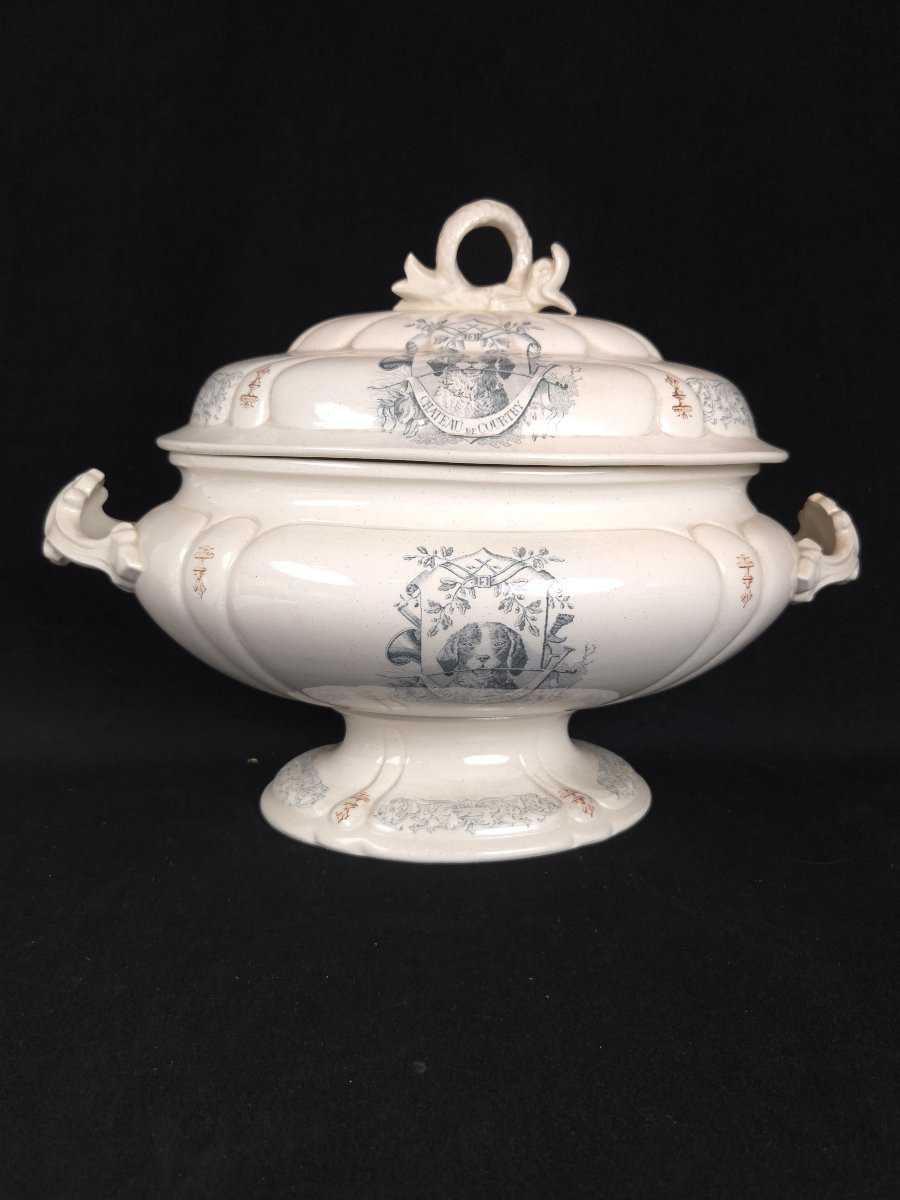 Soupière en faïence - service du Château de Courtry (XIXe siècle)-photo-4