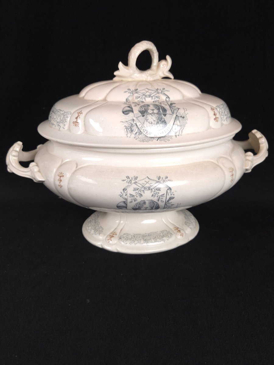 Soupière en faïence - service du Château de Courtry (XIXe siècle)-photo-3