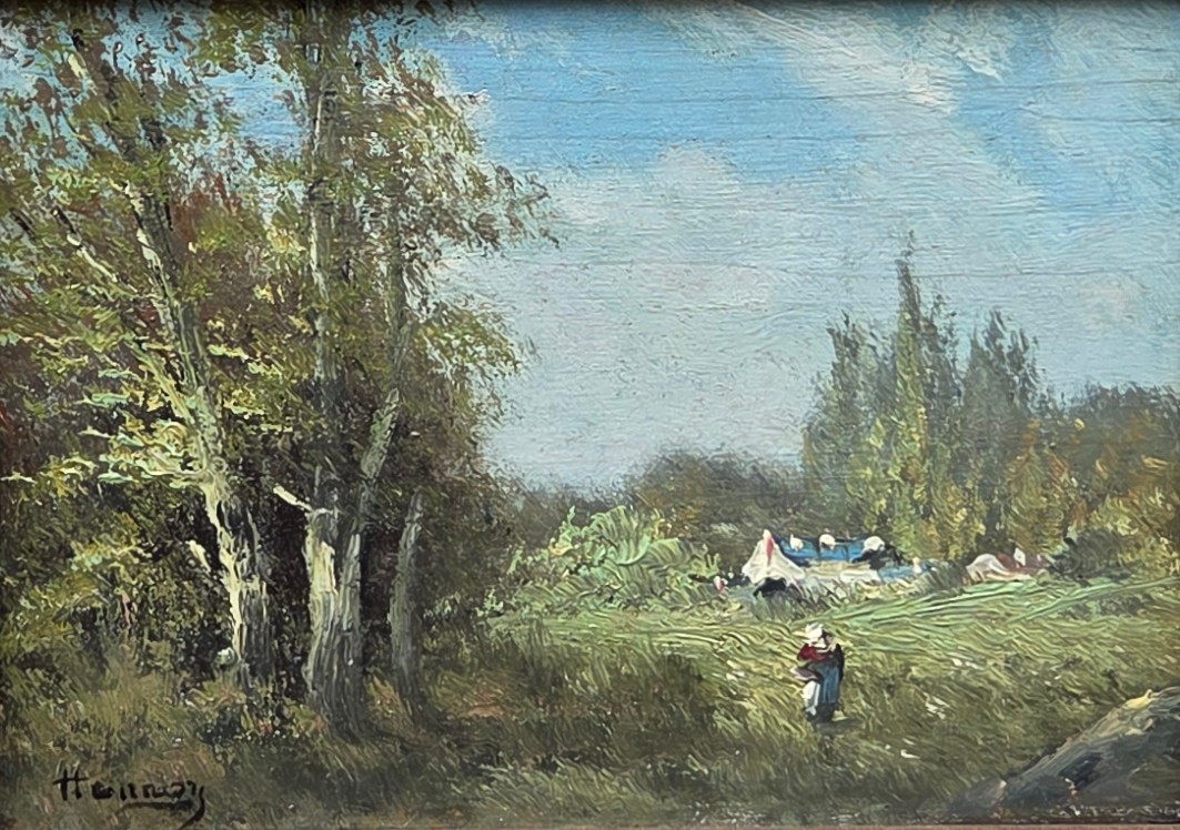 Oil On Panel - Animated Country Landscape - 20th Century