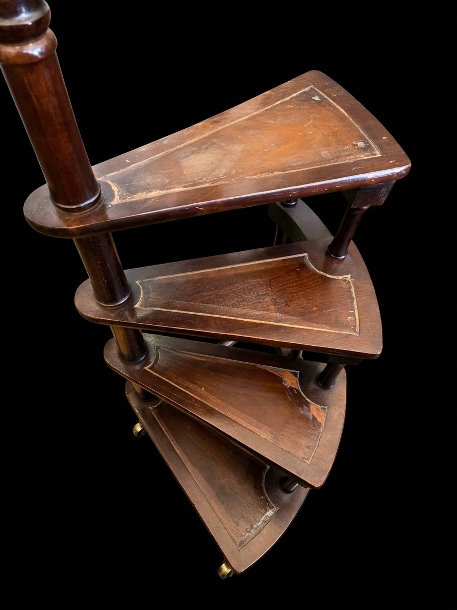 Escalier de bibliothèque en colimaçon - style anglais (XXe siècle)-photo-2