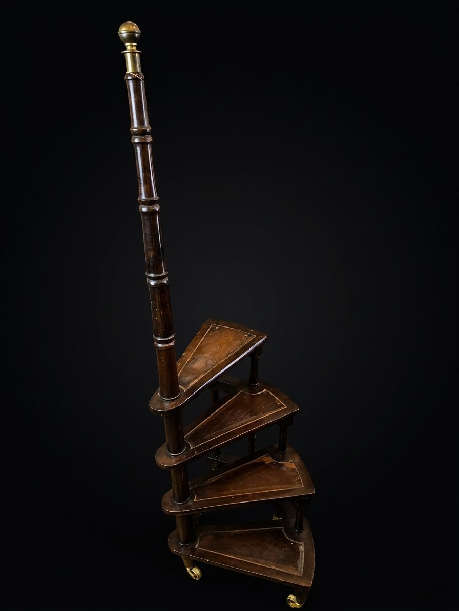 Escalier de bibliothèque en colimaçon - style anglais (XXe siècle)-photo-3