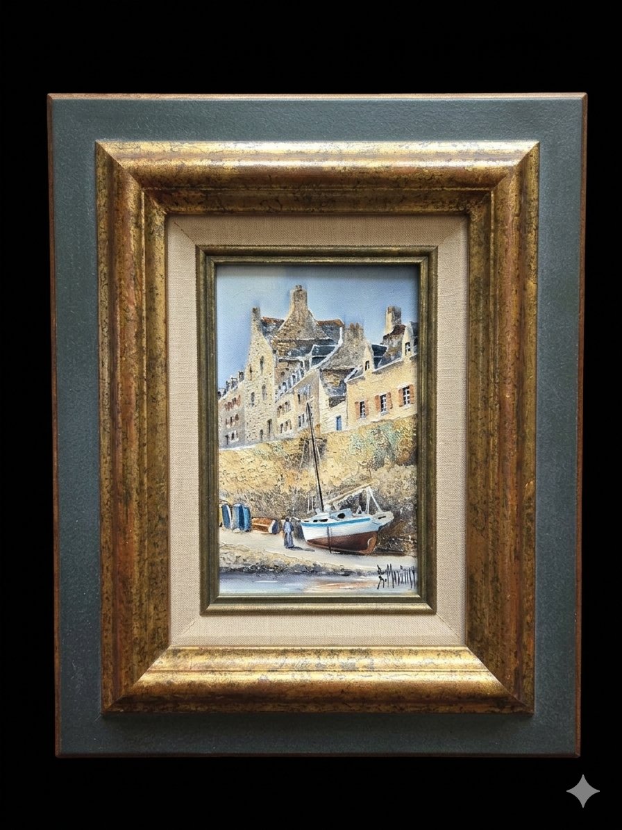 Bernard Morinay - Oil On Canvas - Breton Port Landscape (20th Century)-photo-4