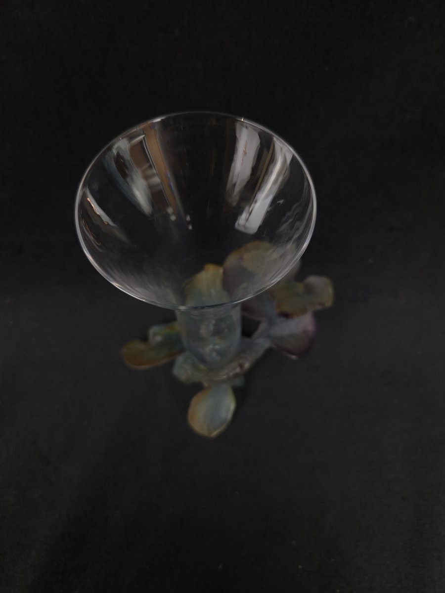Daum France - Butterfly Soliflore Vase In Pâte De Verre And Crystal (20th Century)-photo-4