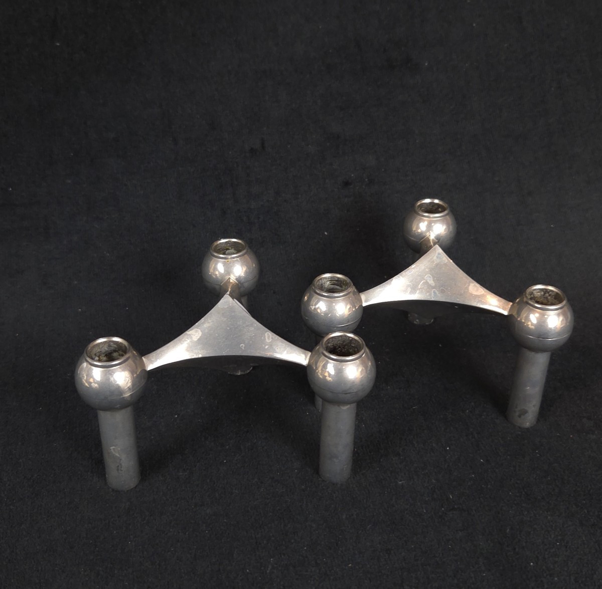 Paire de bougeoirs modulaires S22 - Werner Stoff pour Nagel