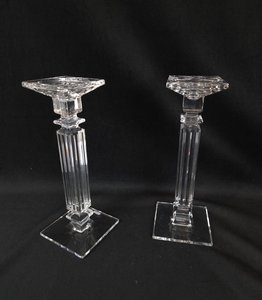 Pair Of Bohemian Crystal Candlesticks (20th Century)