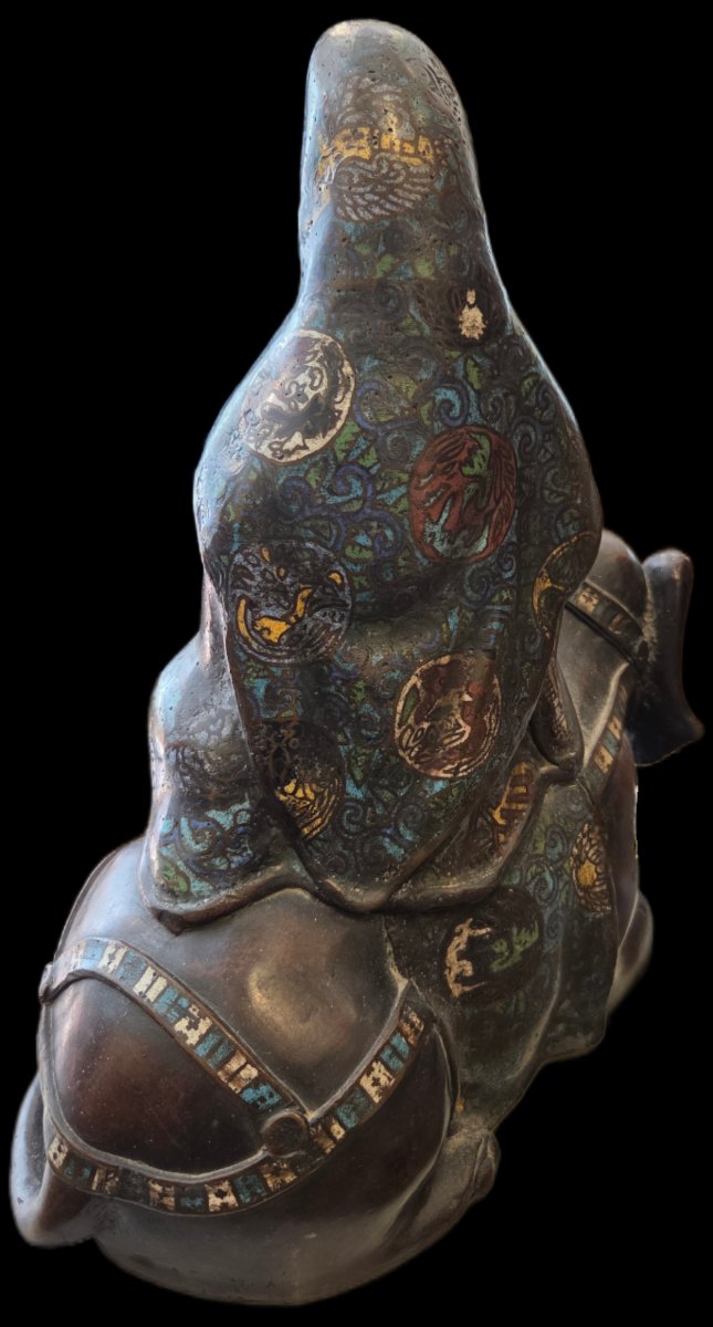 Cloisonné Bronze - Buddhist Divinity (samantabhadra) - China - 19th Century-photo-4