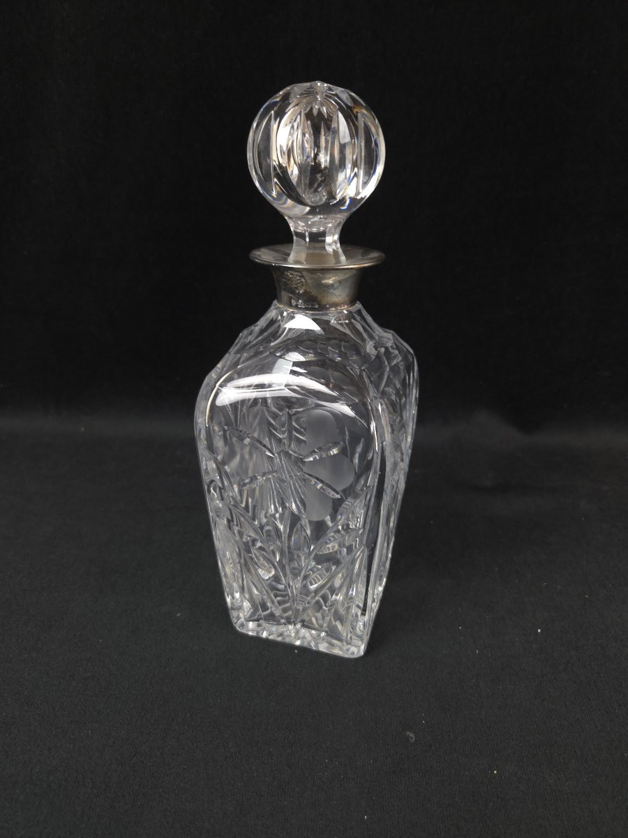 English Silver And Crystal Whisky Decanter - (20th Century)-photo-2