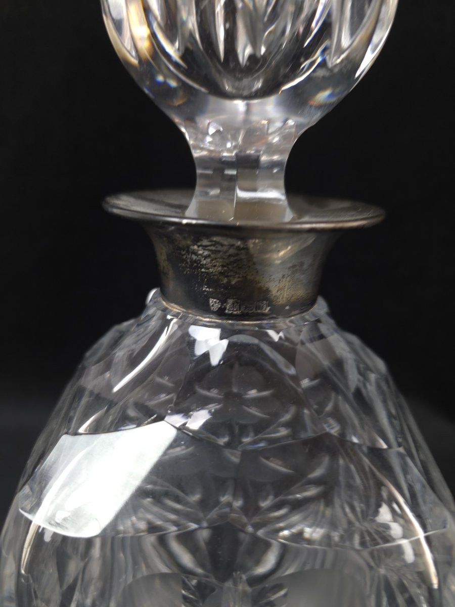 English Silver And Crystal Whisky Decanter - (20th Century)-photo-3
