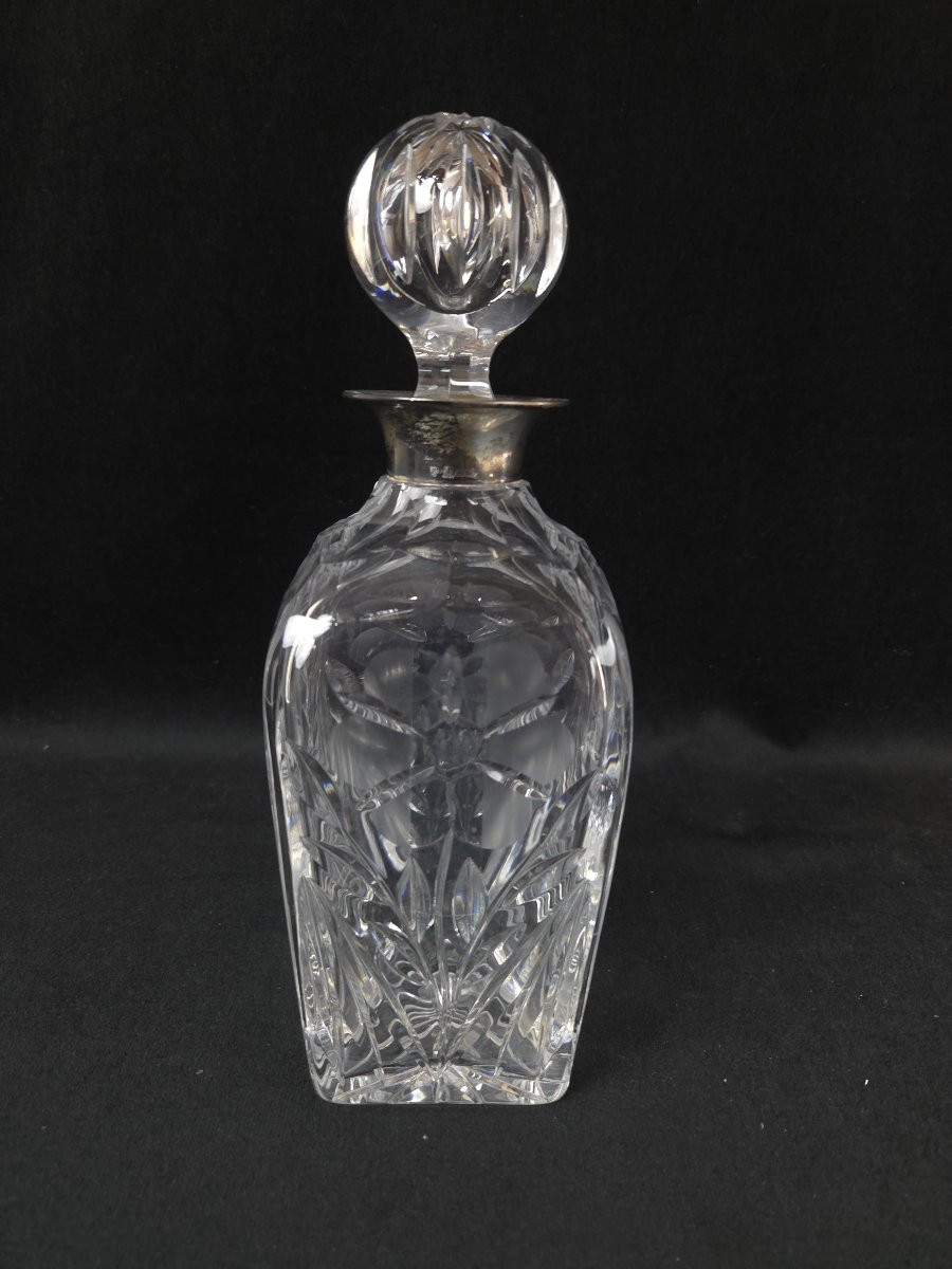 English Silver And Crystal Whisky Decanter - (20th Century)-photo-4