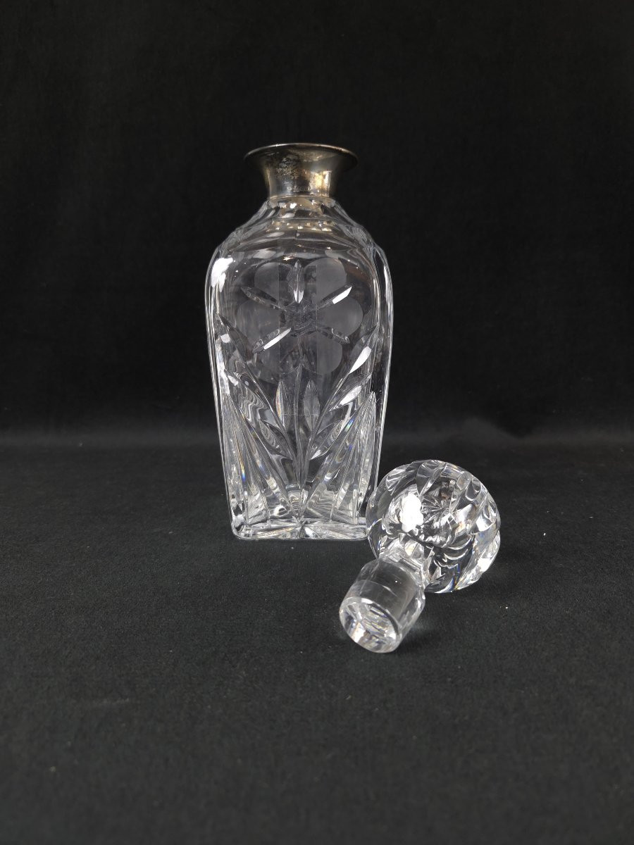 English Silver And Crystal Whisky Decanter - (20th Century)-photo-1