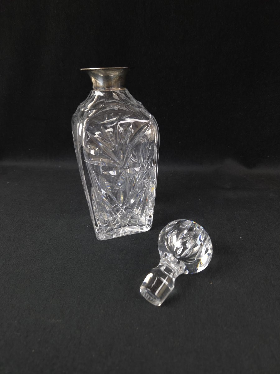 English Silver And Crystal Whisky Decanter - (20th Century)-photo-2