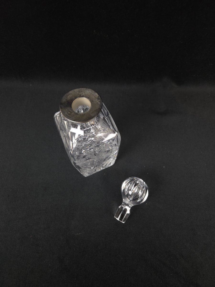 English Silver And Crystal Whisky Decanter - (20th Century)-photo-3