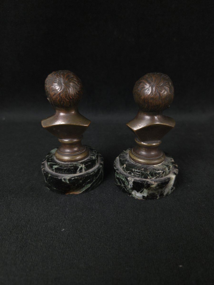 Paire de bustes en bronze - Jean qui rit et Jean qui pleure - d'après Pigalle (XIXe siècle)-photo-3