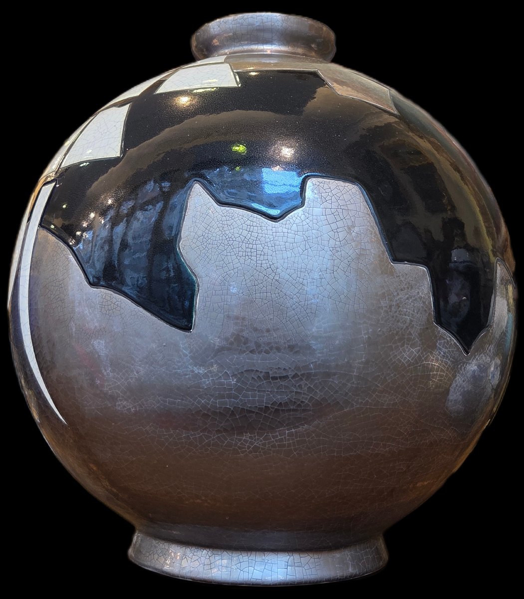 Vase boule en céramique Longwy - Modèle Africa par Danillo Curetti (1953-1993)-photo-1