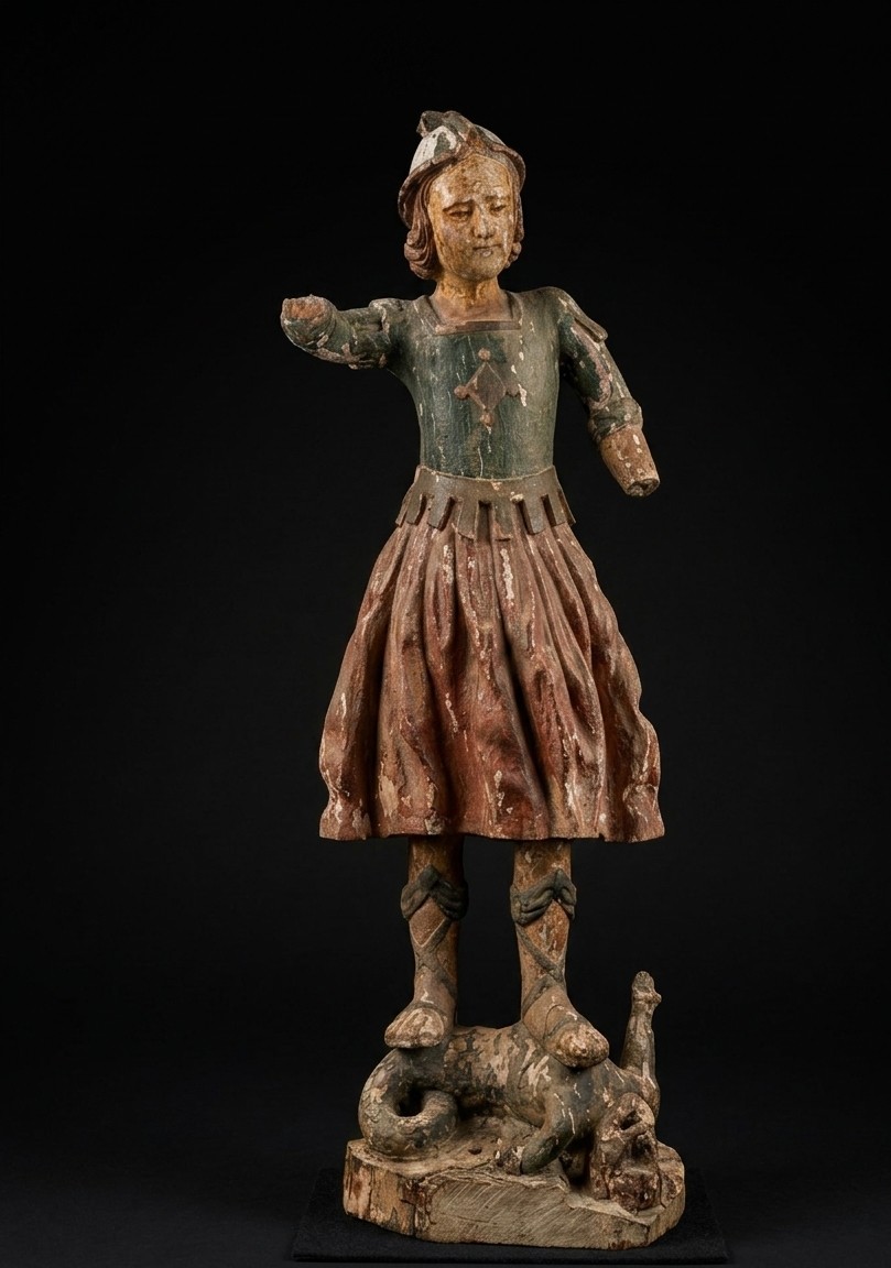 Sculpture en bois polychrome - Saint Georges - XVIIIe siècle
