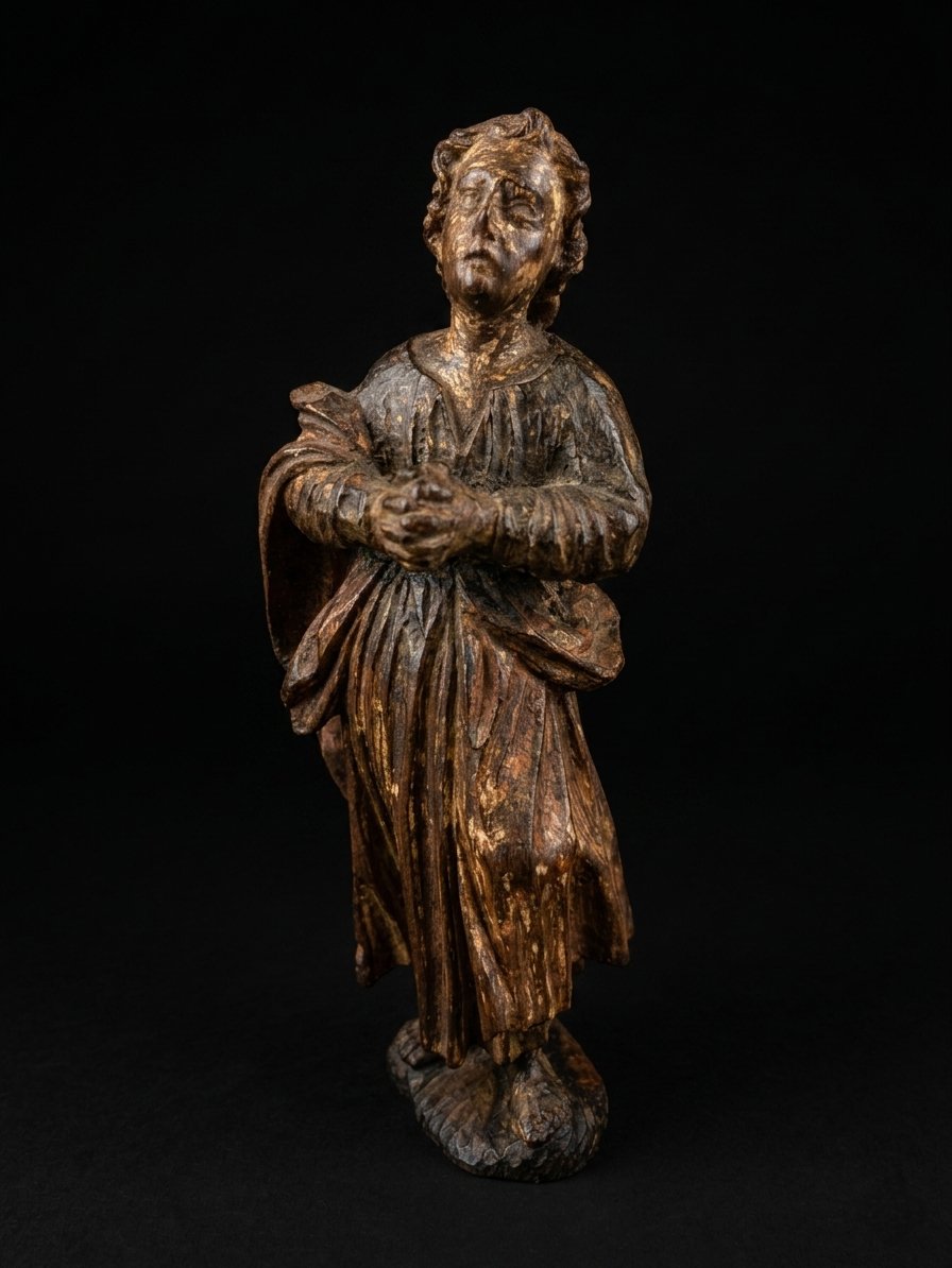 Sculpture en bois - Saint Jean en prière (XIXe siècle)-photo-4