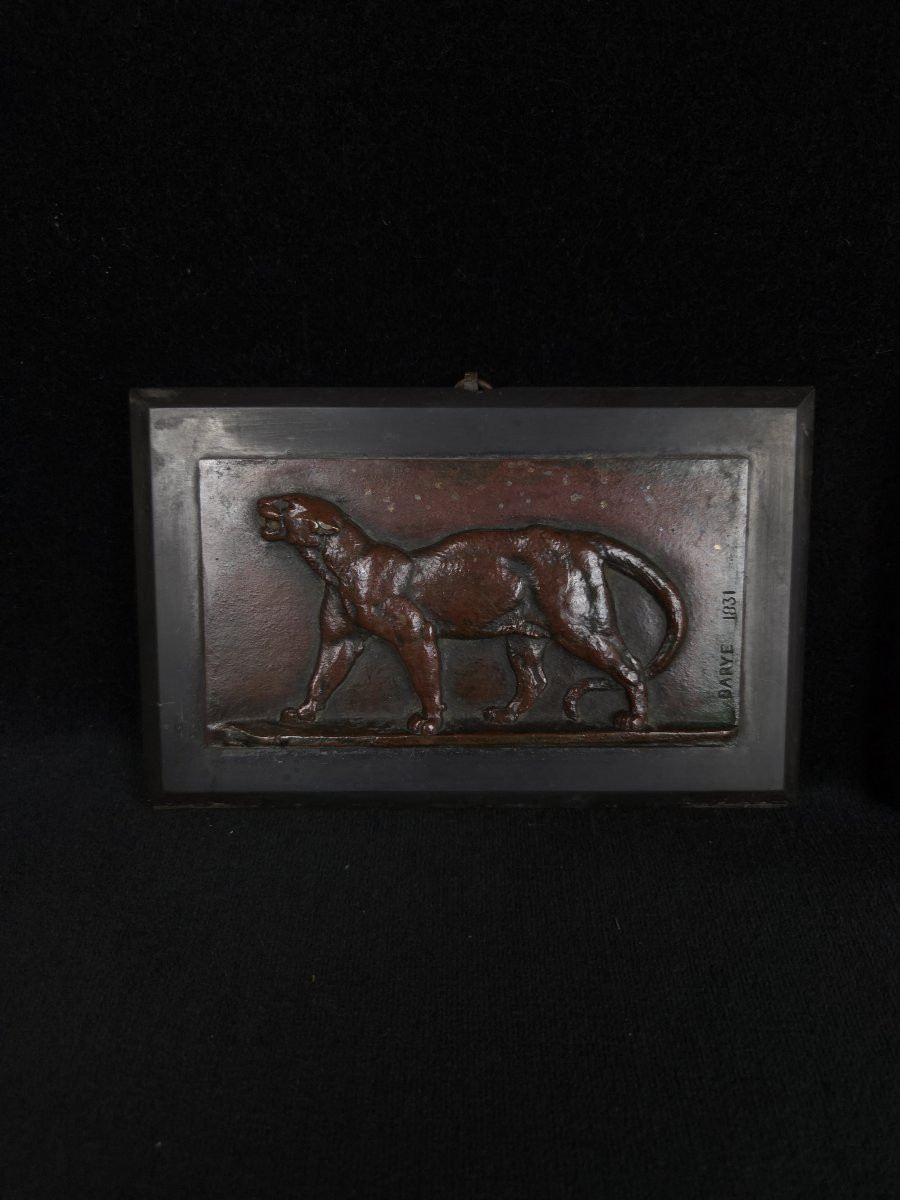 Antoine-Louis Barye (1795-1875) - Paire de plaques en bronze sur marbre-photo-2