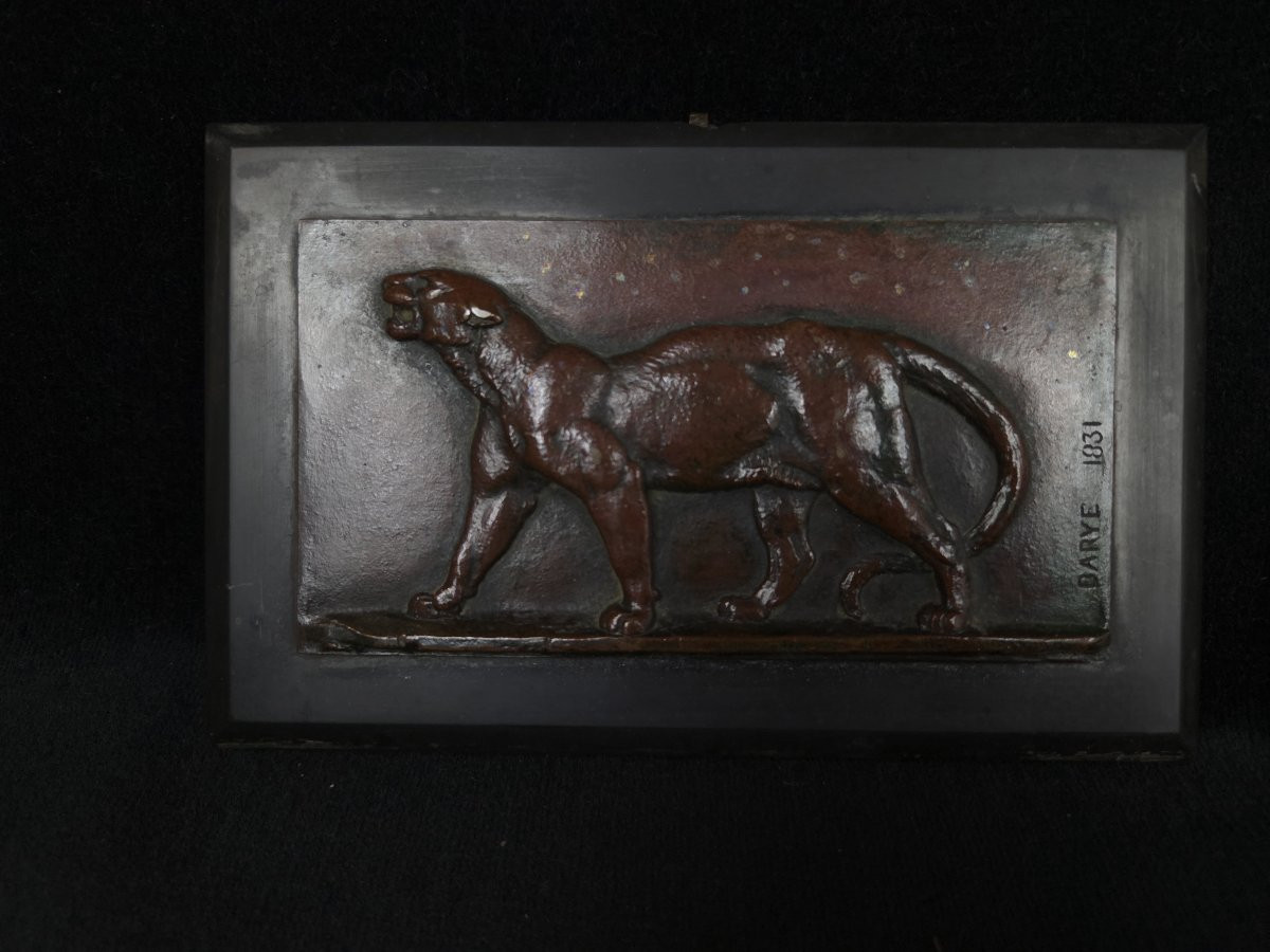 Antoine-Louis Barye (1795-1875) - Paire de plaques en bronze sur marbre-photo-3