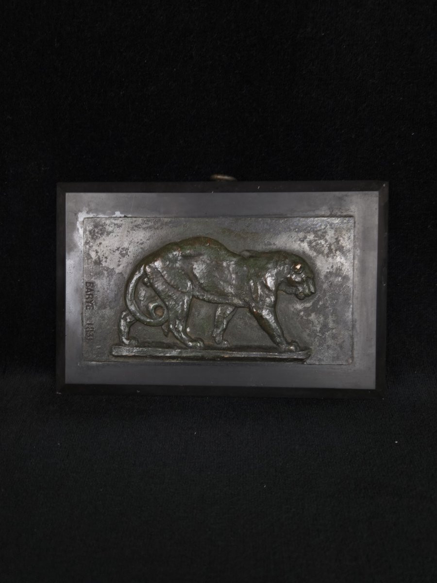 Antoine-Louis Barye (1795-1875) - Paire de plaques en bronze sur marbre-photo-4